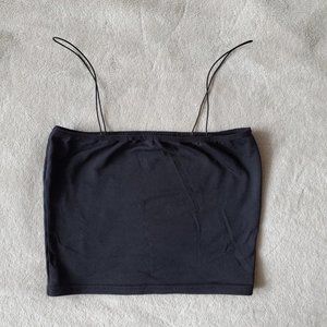 micro spaghetti straps straight neckline cropped bandeau cami tube tank top